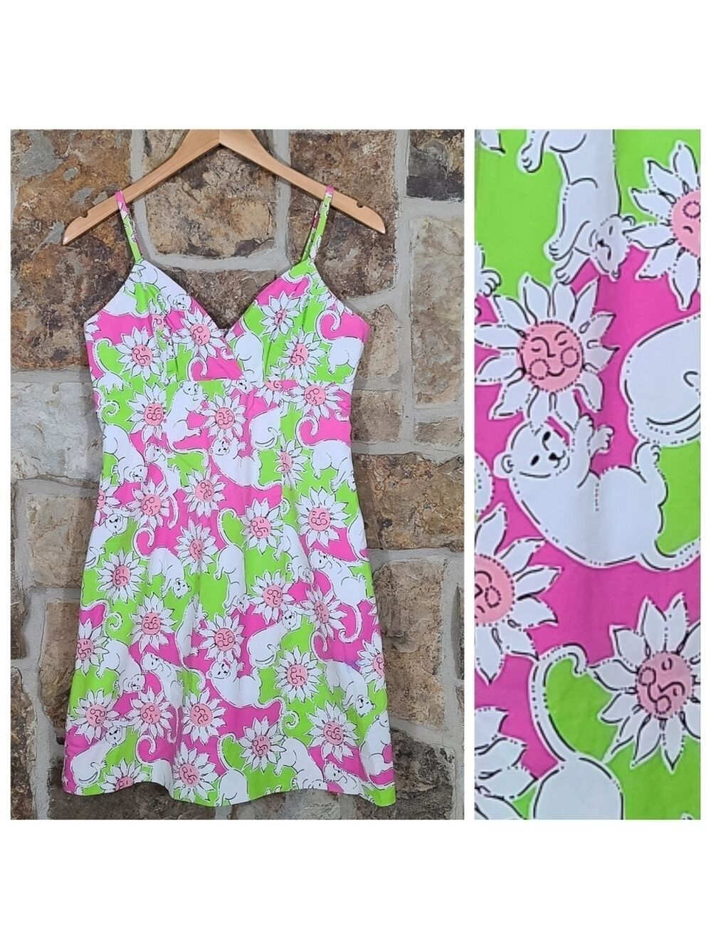 Lilly Pulitzer 6 French Fried Lions Lion Lioness Cat Smiling Flower Sun Dress
